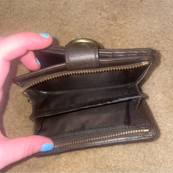 Coach Brown & Gold Buckle Small Wallet Billfold Zip Card Vintage Organizer- Used - Picture 4 of 8